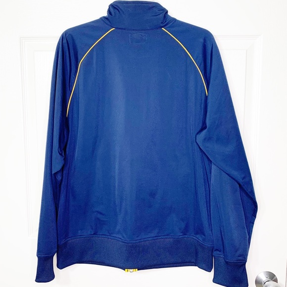 Vintage American Eagle Full Zip Track Jacket Fleece Lined Navy Gold Men’s L - Picture 4 of 8